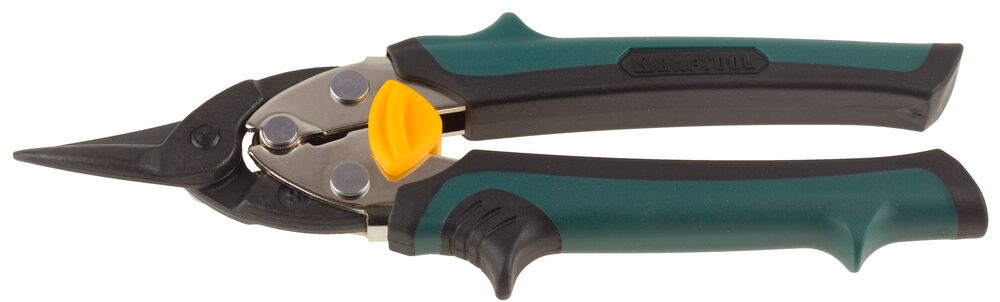 Ножницы KRAFTOOL "UNI-KRAFT" по твердому металлу,с двойной рычажной передачей,Cr-Mo,двухкомпонент ручка, прямые,180мм, 2326-S