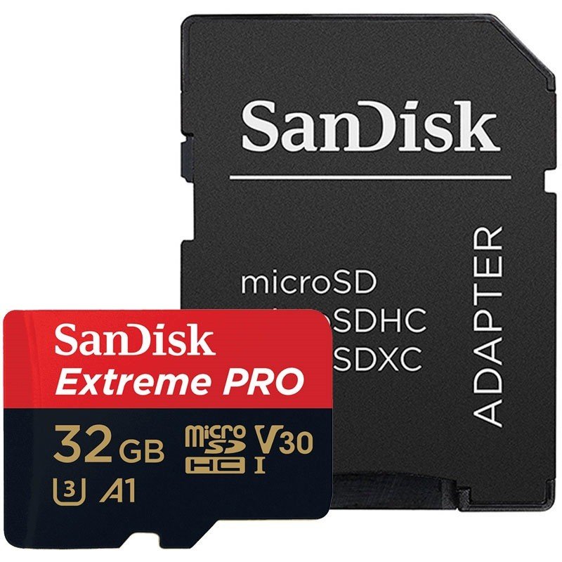 Флеш карта microSD 32GB SanDisk microSDHC Class 10 UHS-I A1 V30 U3 Extreme Pro (SD адаптер) 100MB/s