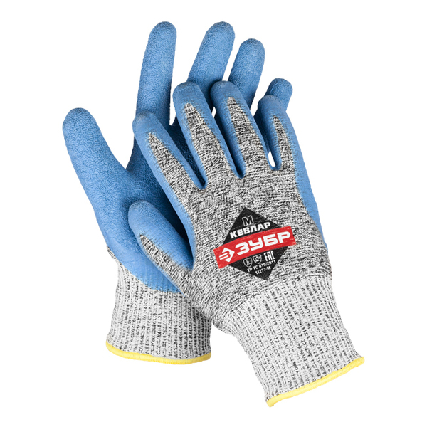 Перчатки ЗУБР "ЭКСПЕРТ" для защиты от порезов, с рельефным латексным покрытием, размер L (9), 11277-L