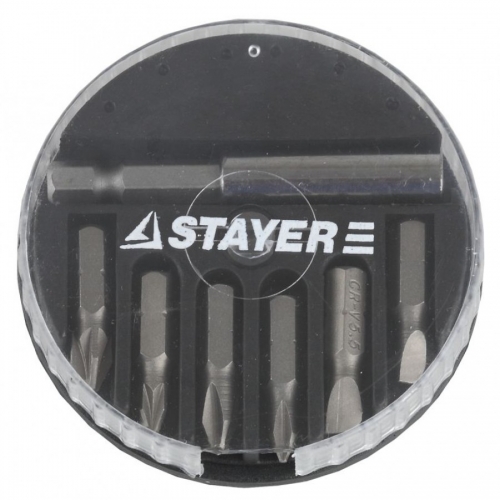 Набор STAYER Биты "MASTER" с магнитным адаптером в круглом мини-боксе, TORX 10,15,20,25,30,40, 7 пред, 26077-H7