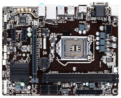 Материнская плата Gigabyte GA-H110M-S2 (Socket 1151, Intel H110, 2xDDR-4, 7.1CH, 1000 Мбит/с, USB3.0, D-Sub, mATX)