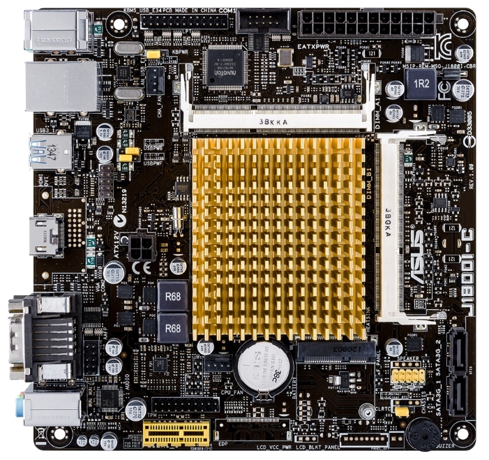 Матплата Asus J1800I-C (Celeron 2xDDR3L mini-ITX AC`97 8ch(7.1) GbLAN+VGA+HDMI)