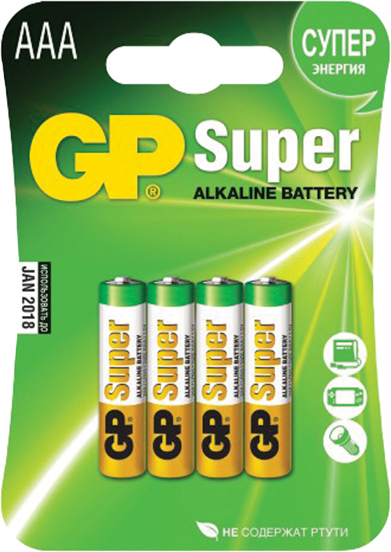 Батарейка,GP Super Alkaline LR03 AAA 4 шт