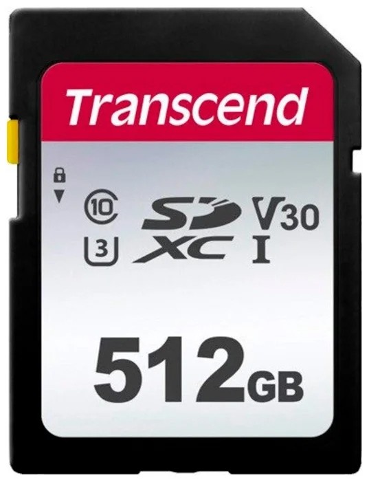 Карта памяти Transcend 512GB SDXC Class 10 UHS-I U1 R95, W45MB/s, TS512GSDC300S