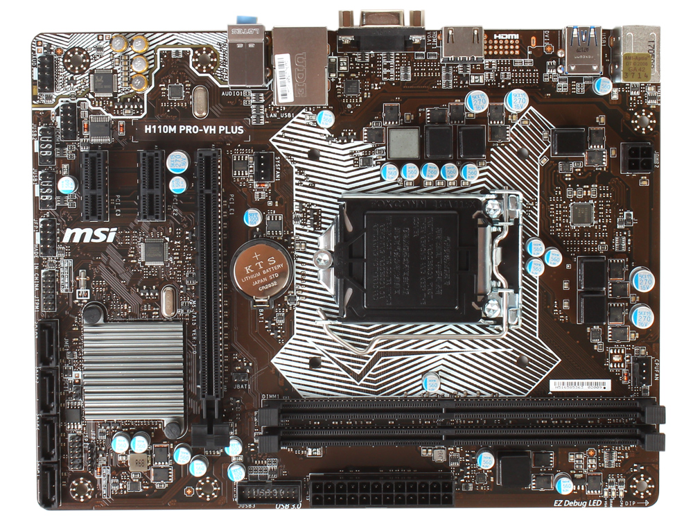 Материнская плата MSI H110M PRO-VH PLUS Soc-1151 Intel H110 2xDDR4 mATX AC`97 8ch(7.1) GbLAN+VGA+HDMI
