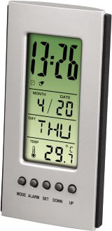 Термометр Hama H-75298 настольный термометр/часы/будильник серебристый/черный, 00075298