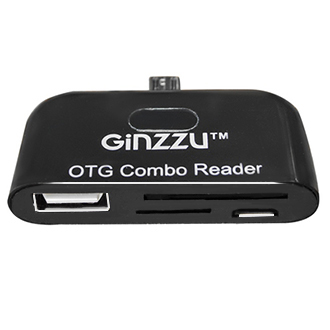 Card Reader Ginzzu  EXT GR-581UB, для смартфонов (microUSB/USB+SD+microSD)