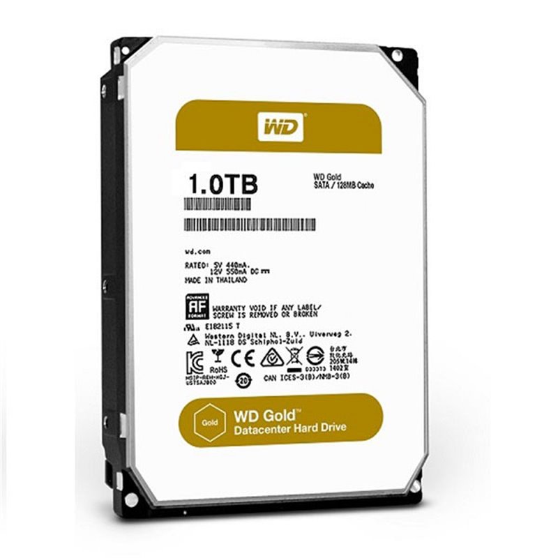 Жесткий диск Western Digital HDD SATA-III  1000Gb GOLD WD1005FBYZ, 7200rpm, 128MB buffer