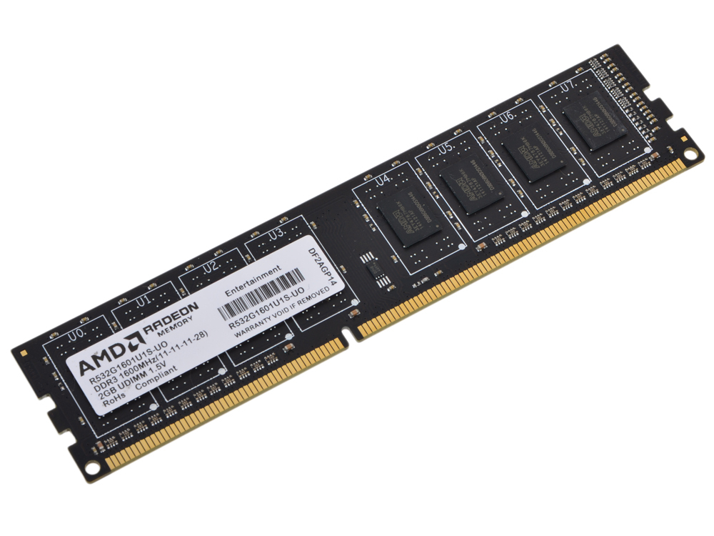 Память DIMM 2Gb DDR3 1600MHz AMD OEM PC3-12800 CL9 240-pin 1.5В, R532G1601U1S-UO