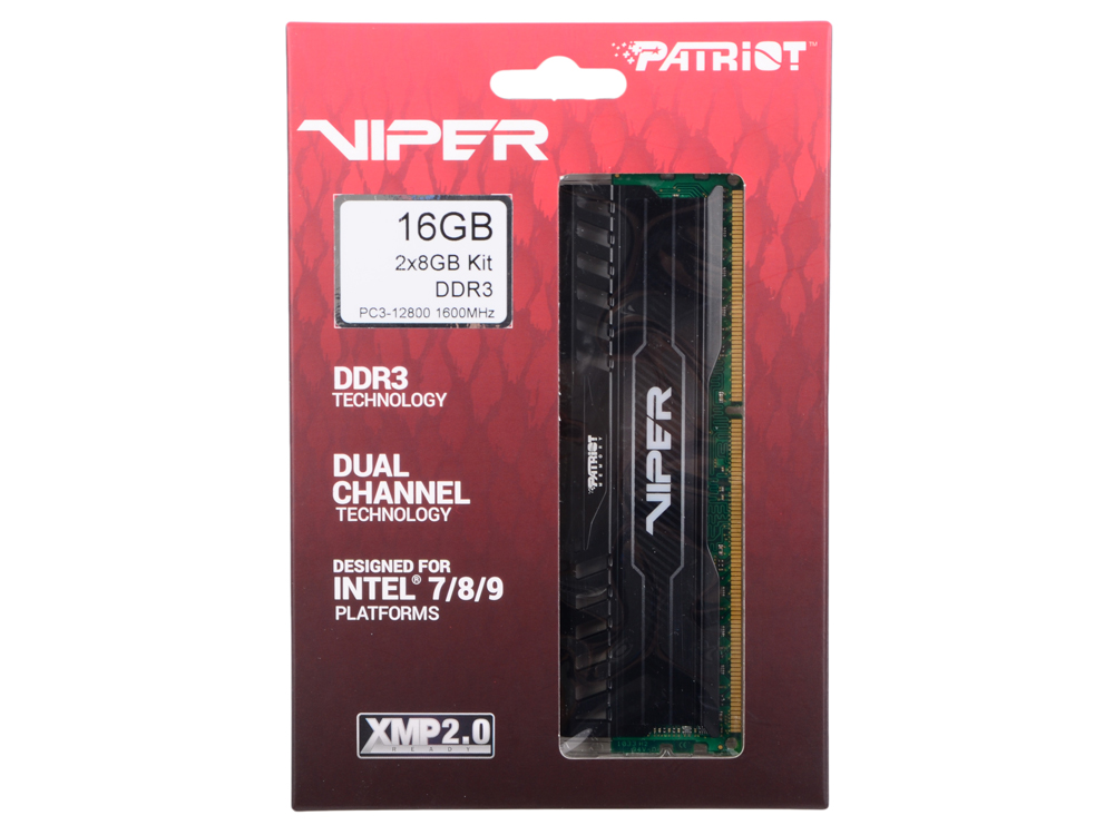 Память DDR3 2x8Gb 1600MHz Patriot Memory PV316G160C0K RTL PC3-12800 CL10 DIMM 240-pin 1.5В