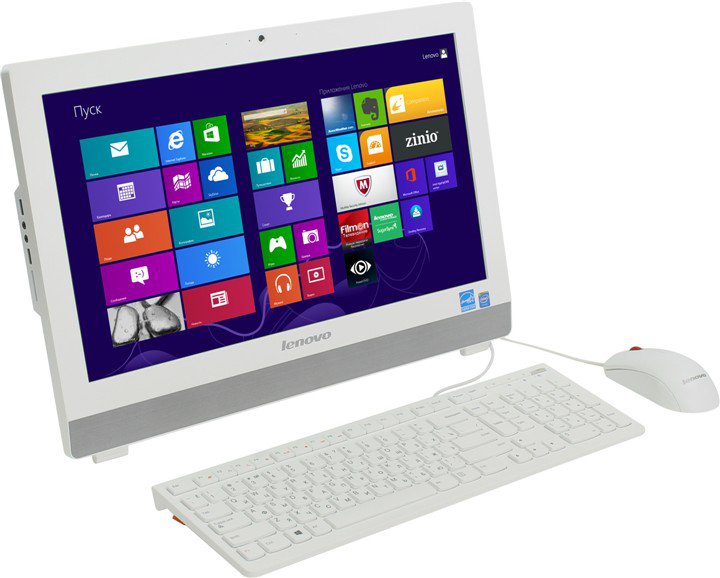 Моноблок Lenovo S2000 CelDC J1800/2Gb/500Gb/DVDRW/CR/Windows 8.1 Bing/WiFi/клавиатура/мышь/Cam/белый 19.5" 1600x900