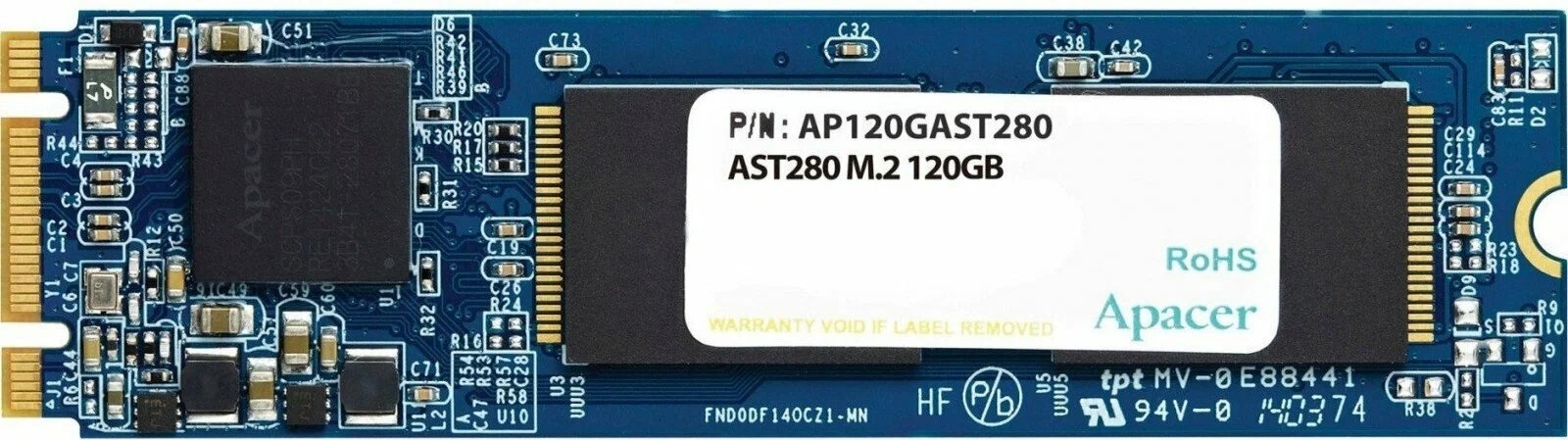 Твердотельный накопитель Apacer SSD AST280 120Gb SATA M.2 2280, R500/W470 Mb/s, 3D TLC, MTBF 1,5M, 70TBW, Retail, 3 years (AP120GAST280-1)