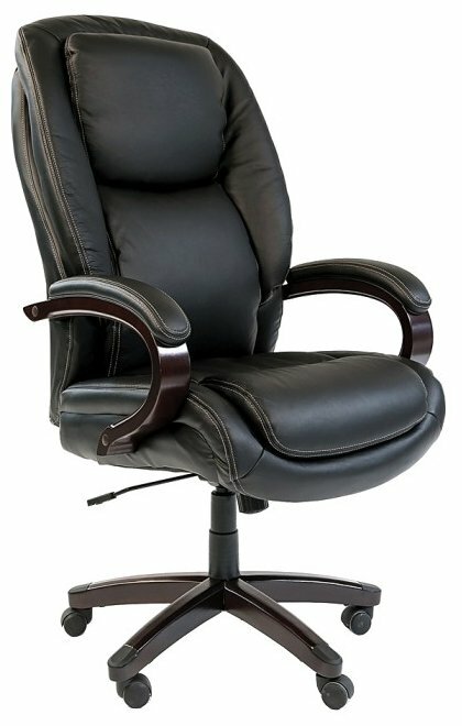 Офисное кресло Chairman 408 Россия  кожа+PU черный