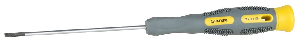 Отвертка STAYER "PROFESSIONAL" "MAX-GRIP" для точн работ, Cr-V, двухкомп рукоятка, магнит наконечник, SL 3,0x100мм, 25825-03-100 G