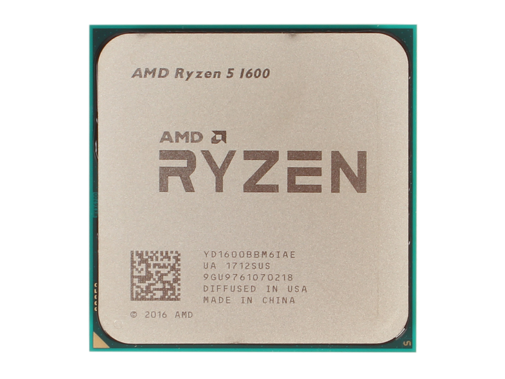 Процессор AMD Ryzen 5 1600, Socket AM4, 6 ядер, 12 потоков, частота 3200 МГц, турбо 3600 МГц, DDR4 2666, Кэш 16 Мб, 14 нм, 65 Вт, OEM, YD1600BBM6IAE