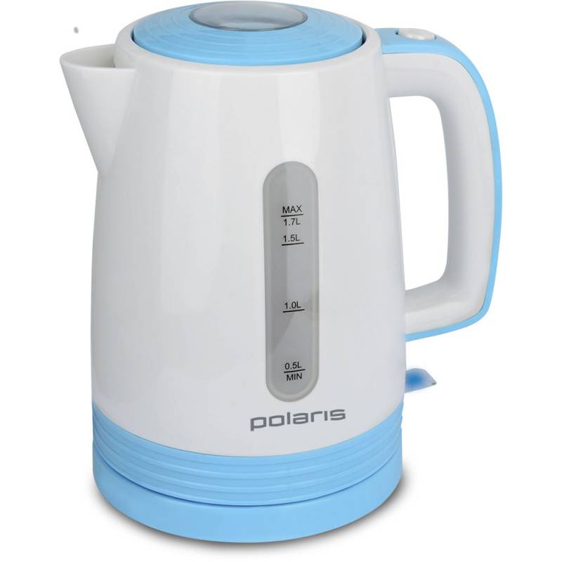 Чайник электрический Polaris PWK1775C 1.7л. 2200Вт белый/голубой (корпус: пластик)
