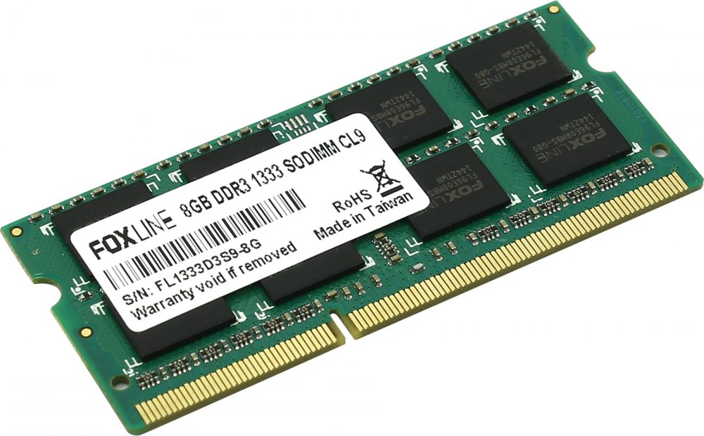 Память оперативная Foxline SODIMM 8GB 1333 DDR3 CL9 (512*8), FL1333D3SO9-8G, FL1333D3S9-8G