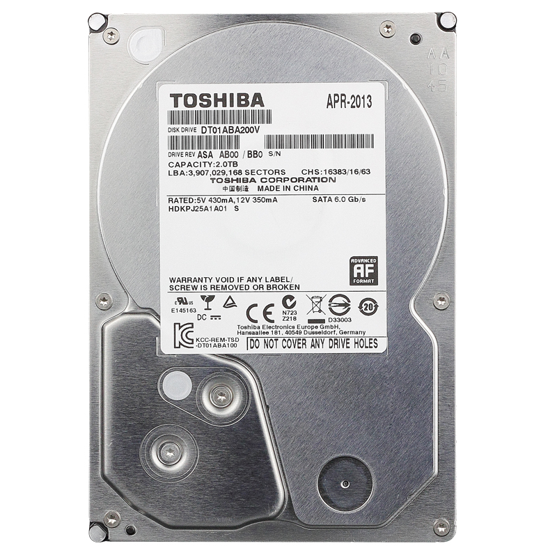 Жесткий диск HDD Toshiba SATA3 2Tb Video 5700 rpm 32Mb, DT01ABA200V