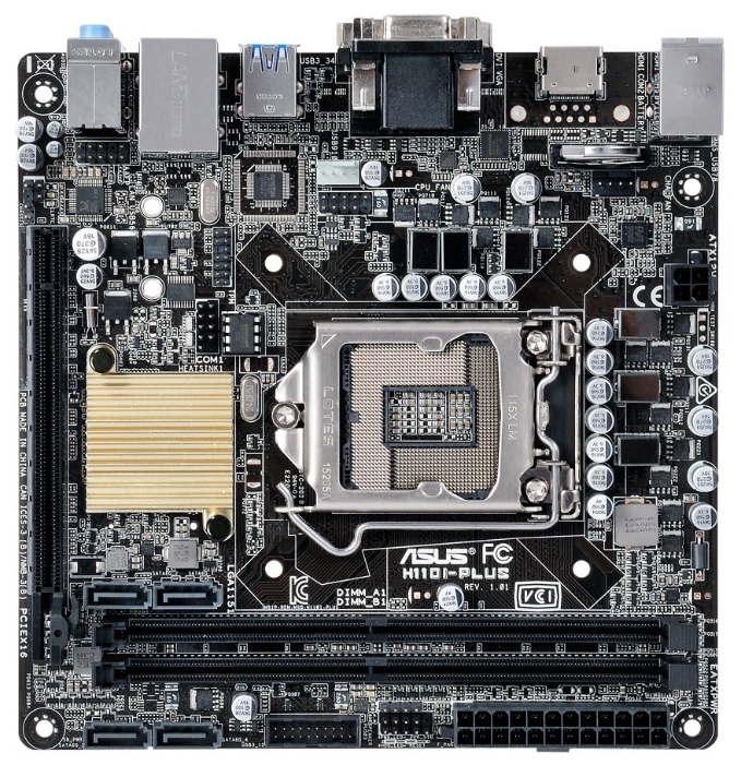 Матплата Asus H110I-PLUS (S1151 Intel H110 2xDDR4 mini-ITX AC`97 8ch(7.1) GbLAN+VGA+DVI+HDMI)