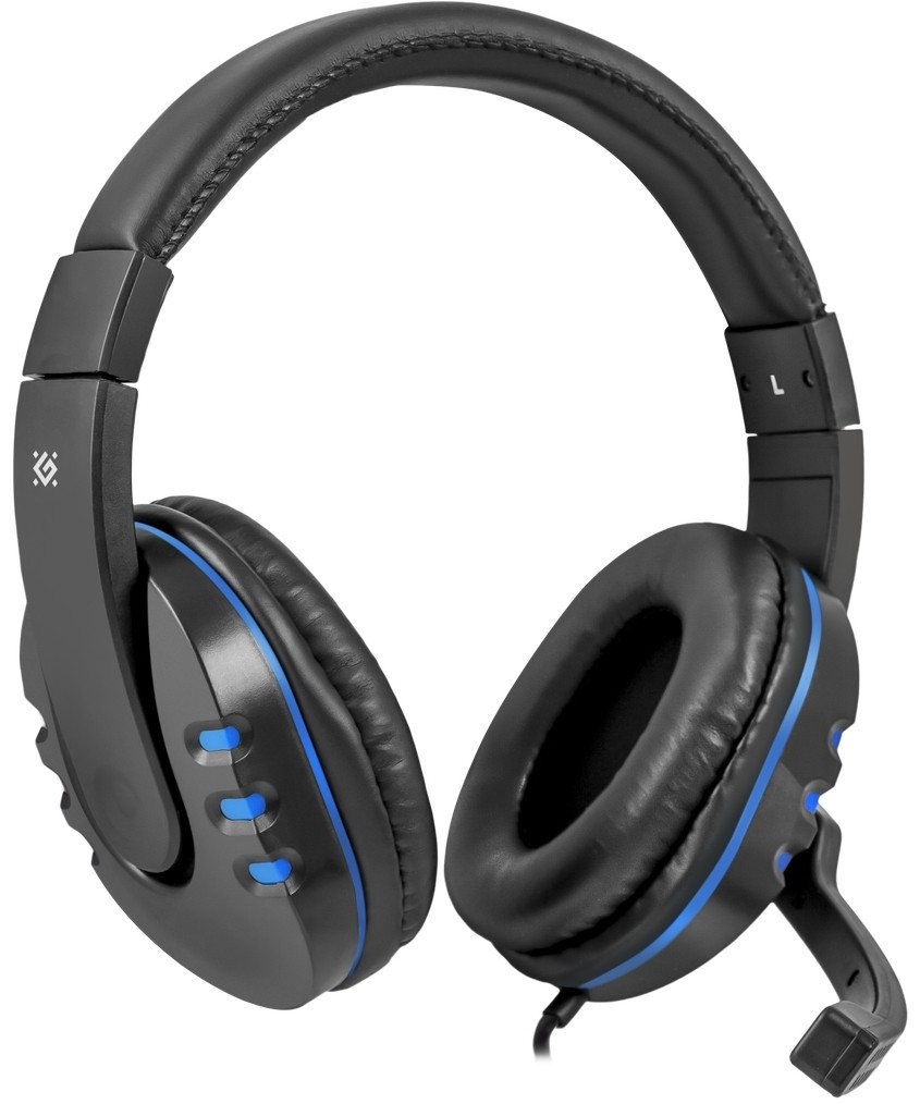 Игровая гарнитура Defender Warhead G-160 черный+синий, кабель 2,5 м, 64118