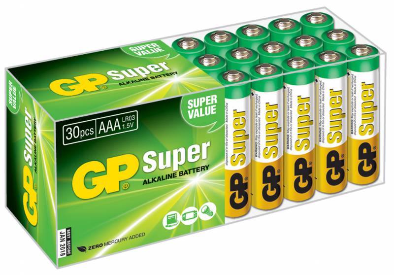 Батарейка,GP Super Alkaline LR03 AAA 30 шт, GP 24A-B30