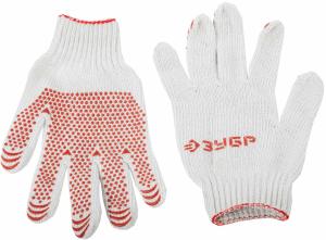 Перчатки ЗУБР "МAСTEP" трикотажные, 7 класс, х/б, с защитой от скольжения, L-XL, 10пар