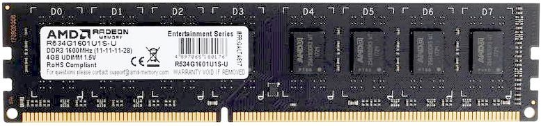 Память DIMM 4 GB,DDR3,PС12800/1600,AMD, R5 Entertainment Series, R534G1601U1S-U