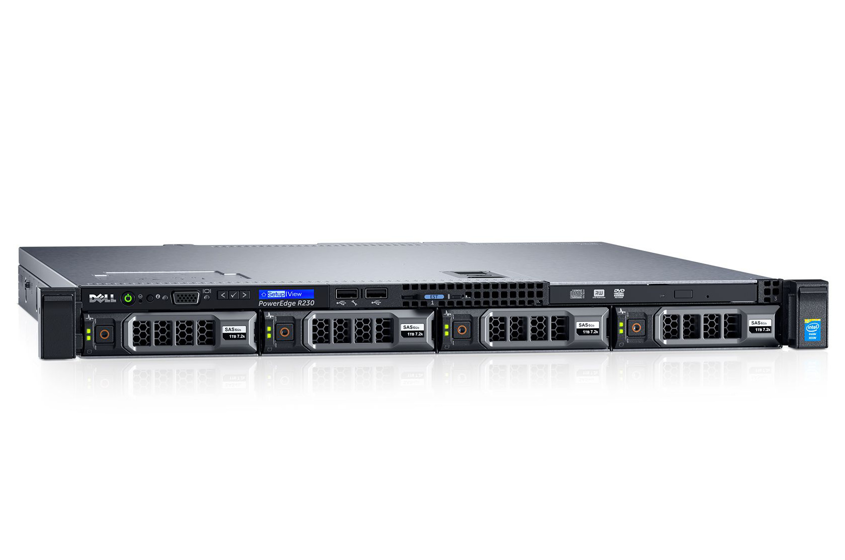 Сервер Dell PowerEdge R230 1U/ E3-1220v5 3,0Ghz/ 1x8Gb UDIMM(2133)/ onboardSATA/ 1x1Tb SATA 7.2K LFF/ UpTo(4)LFF HotPlug/ DVDRW/ iDRAC8 Exp/ 2xGE/ PS2