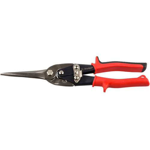 Ножницы ЗУБР "МАСТЕР" по металлу, рычажные, прямые удлинённые, CR-V, двухкомпонентная ручка, 300мм
