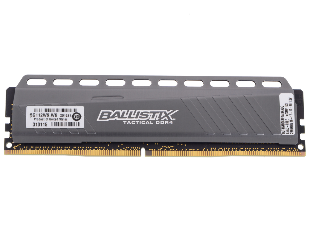 Память оперативная Crucial 4GB DDR4 2666 MT/s (PC4-21300) CL16 SR x8 Unbuffered DIMM 288pin Ballistix Tactical, BLT4G4D26AFTA