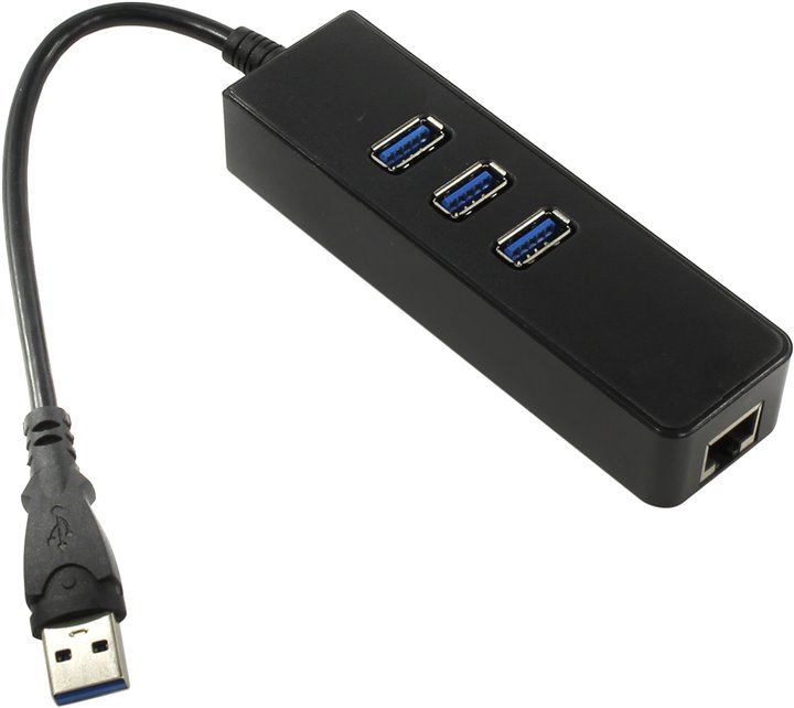 Концентратор USB Greenconnect GCR-AP04, USB 3.0, 3 порта + 10/100Mbps Ethernet Network