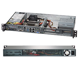 Серверная платформа SuperMicro SYS-5018A-FTN4 Intel Atom C2758 2.4GHz 4MB DDR3 ECC 3.5" max2 Gold 200W 4xSO-DIMM/1xPCI-Ex8 4xRJ-45 1U