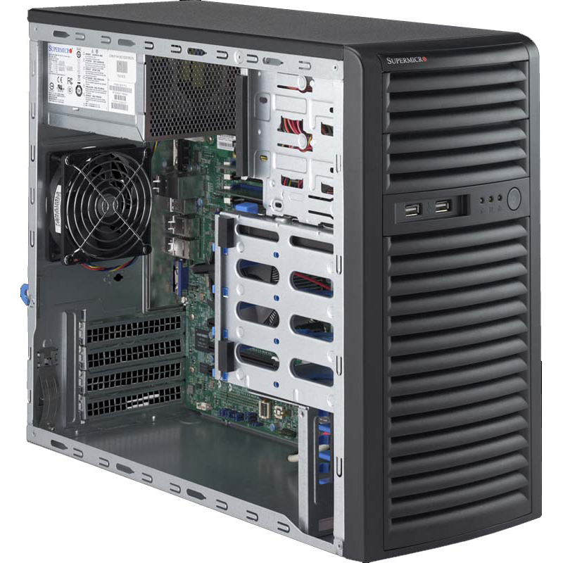 Серверная платформа SuperMicro SYS-5039D-I, Tower, LGA1151, Intel C232, 4 x DDR4, 4 x 3.5" SATA, 2xGigabit Ethernet (1000 Мбит/с), 300 Вт