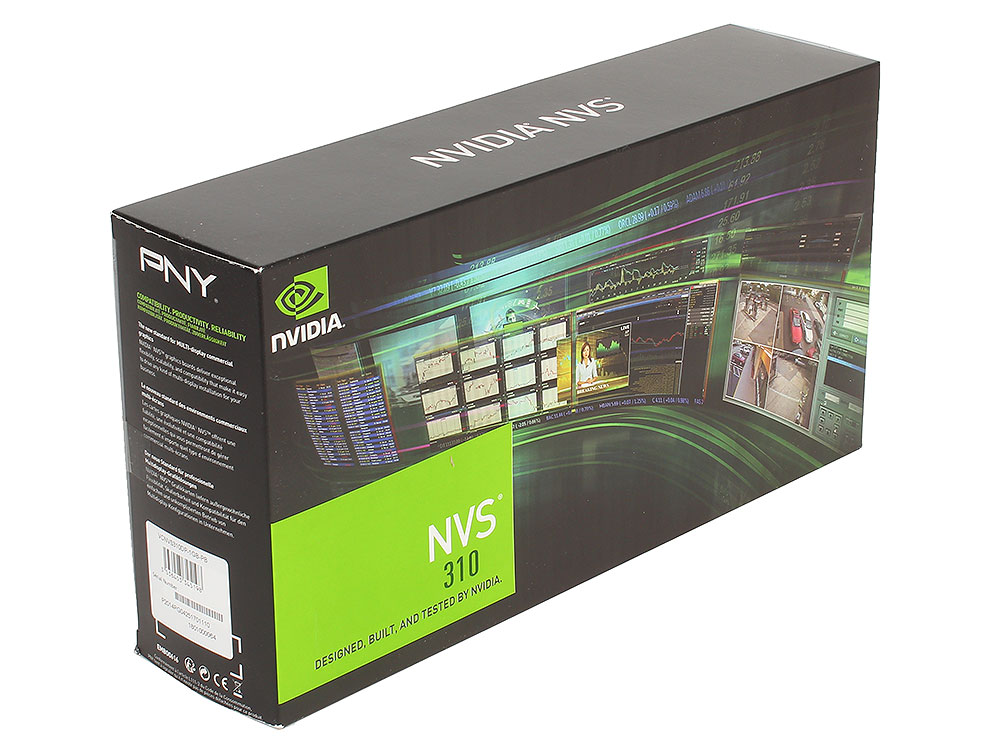 Видеокарта VGA PNY NVIDIA NVS 310, PCI Express Gen2 x16, 1Gb DDR3/64-Bit, DP + DP, 2xDP to DVI-D single-link adapters, LP bracket,VCNVS310DVI-1GB-PB