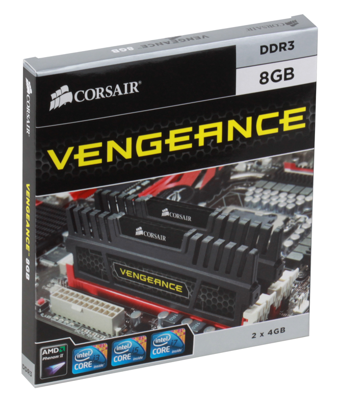 Память DIMM 2x4GB,DDR3,PС12800/1600,Corsair, Vengeance, CMZ8GX3M2A1600C9