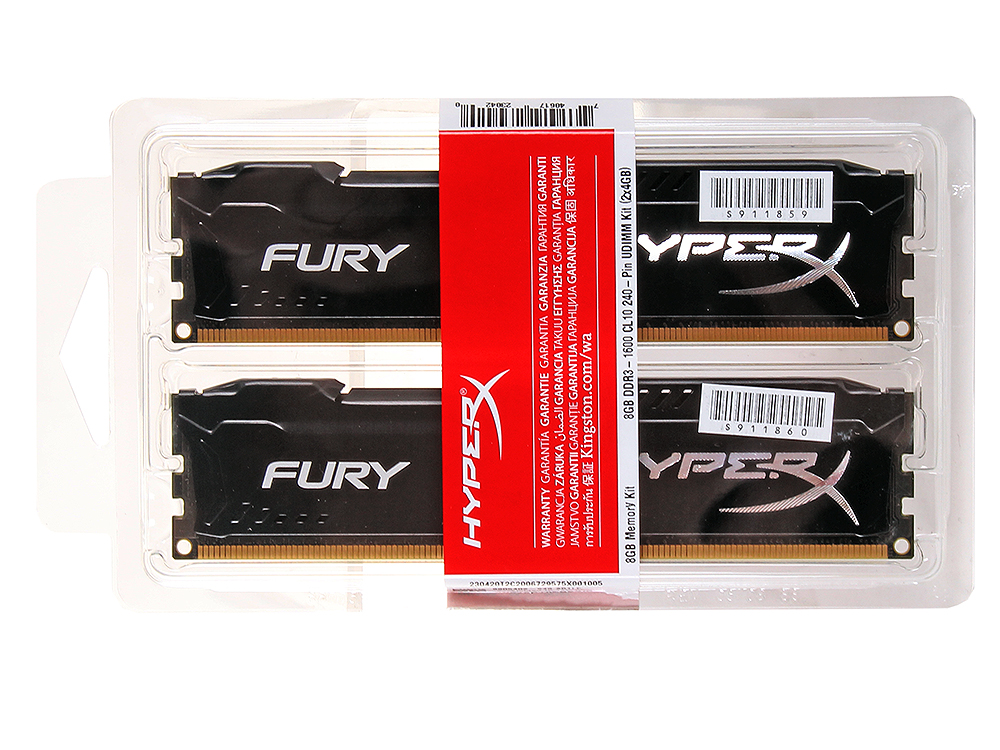 Память DIMM 2x4GB,DDR3,PС12800/1600,Kingston, HyperX FURY, HX316C10FBK2/8