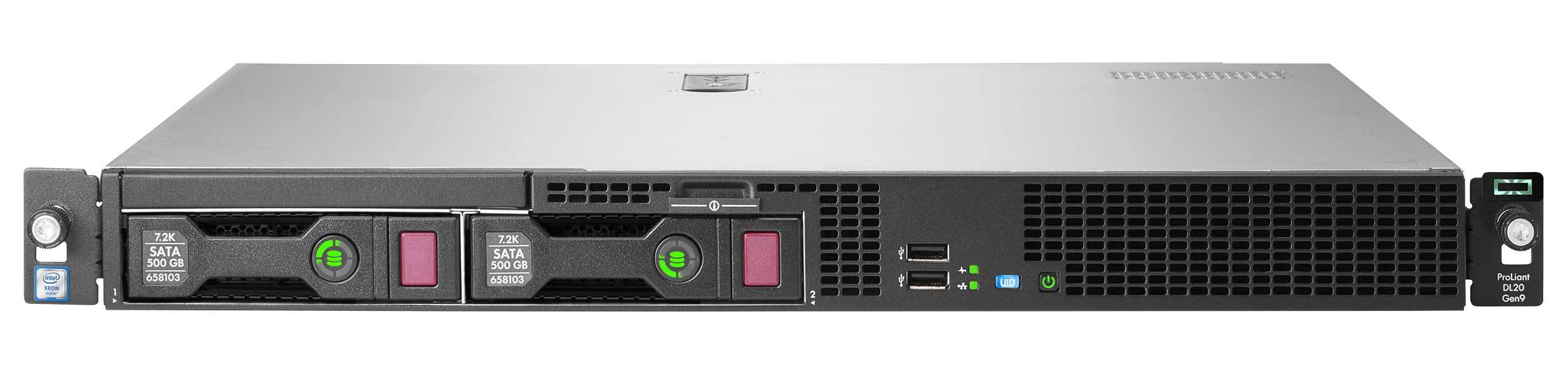Сервер ProLiant DL20 Gen9 E3-1240v6 Hot Plug Rack(1U)/Xeon4C 3.7GHz(8MB)/1x16GBU2D_2400/H240(ZM/RAID 0/1/10/5)/noHDD(4)SFF/noDVD/iLOstd(no port)/3Fans