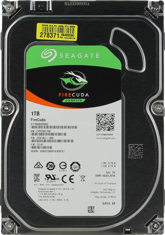 Жесткий диск Seagate Original SATA-III 1Tb ST1000DX002 Firecuda (7200rpm) 64Mb 3.5"