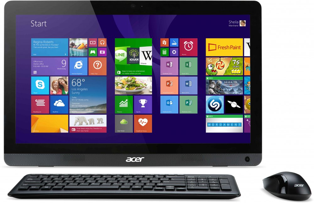Моноблок Acer Aspire ZC-606 (19.5" 1600x900 Cel J1900 (2)/4Gb/500Gb/DVDRW/MCR/Win 8.1/GETH/WiFi/BT/65W/клавиатура/мышь/Web), DQ.SURER.002