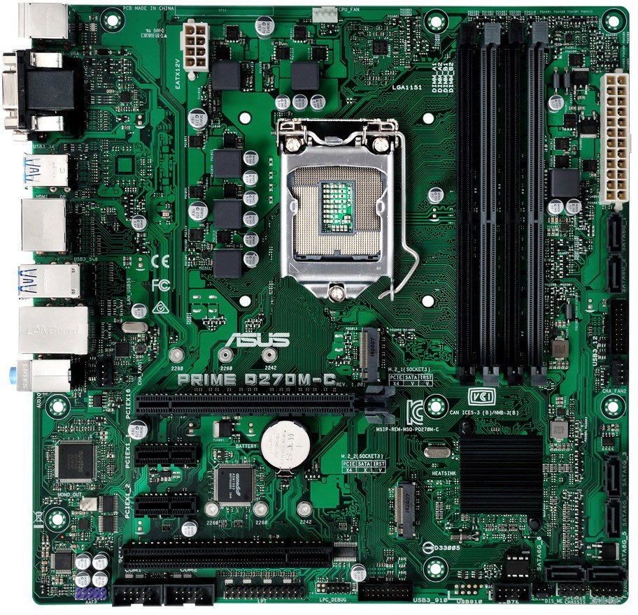 Материнская плата Asus PRIME Q270M-C Soc-1151 Intel Q270 4xDDR4 mATX AC`97 8ch(7.1) GbLAN RAID+VGA+DVI+HDMI+DP