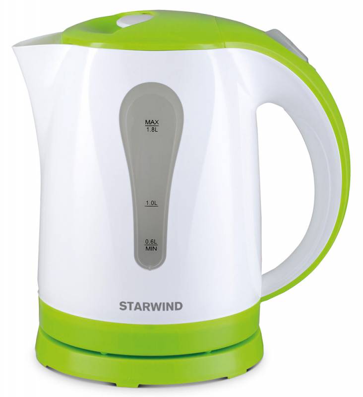 Чайник электрический Starwind SKP2215 1.8л. 2200Вт белый/зеленый (корпус: пластик)