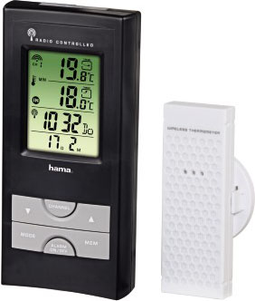 Метеостанция Hama H-92659 EWS-165 термометр внутр./внеш.(-20 С)/часы календарь черный 