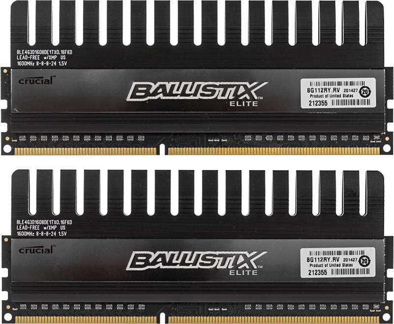Память DIMM 2x4Gb DDR3 1600MHz Crucial RTL PC3-12800 CL8 240-pin 1.5В kit, BLE2CP4G3D1608DE1TX0CEU