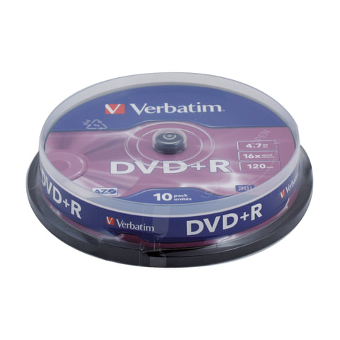 Blank DVD+R, 4.7Gb (Philips) 16x 10шт CakeBox, 43498