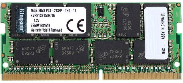 Память оперативная Kingston 16GB 2400MHz DDR4 ECC CL17 SODIMM 2Rx8, KVR24SE17D8/16