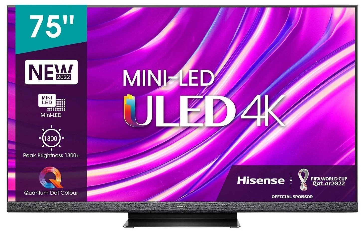 Телевизор Mini LED 75'' Hisense 75U8HQ, 75", Ultra HD, Mini LED, 120Гц, Smart TV (ОС VIDAA U6), Wi-Fi, PCI 3000, DVB-T2/T/C/S2/S, HDR 10+, Dolby Visio