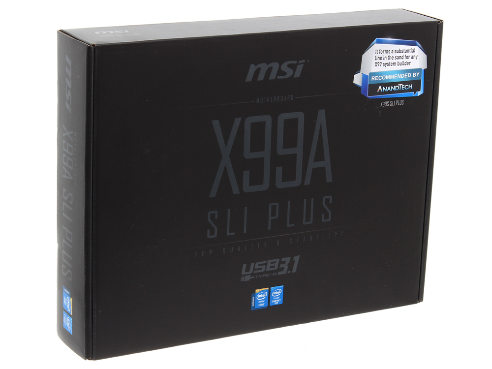 Материнская плата MSI X99A SLI PLUS, Socket 2011-3, Intel X99, 8xDDR-4, 7.1CH, 1000 Мбит/с, USB3.0, USB3.1, ATX, Retail