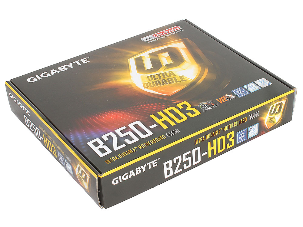 Материнская плата Gigabyte GA-B250-HD3, Socket 1151, Intel B250, 4xDDR-4, 7.1CH, 1000 Мбит/с, USB3.1, D-Sub, DVI, HDMI, ATX, Retail