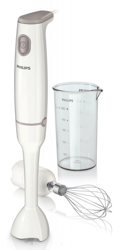 Блендер Philips HR1601/00 (ручной электрический, 550 Вт, 1 скорость, пластик. нога,  насадка-венчик, стакан 0,5 л. белый)