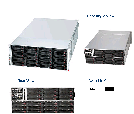 Корпус 4U, storage, up to 45x3.5'' hot-swap SAS2/SATA (24front+21rear), single SAS2 expander with SFF8087 connector, 437x178x699mm,CSE-847E16-RJBOD1